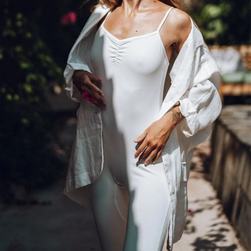 Chic Tan Spaghetti Strap Leotard